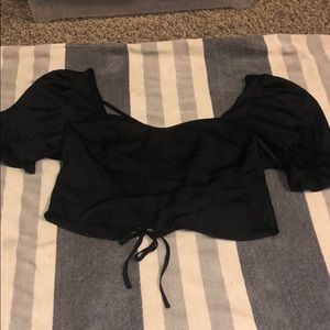 Black crop blouse